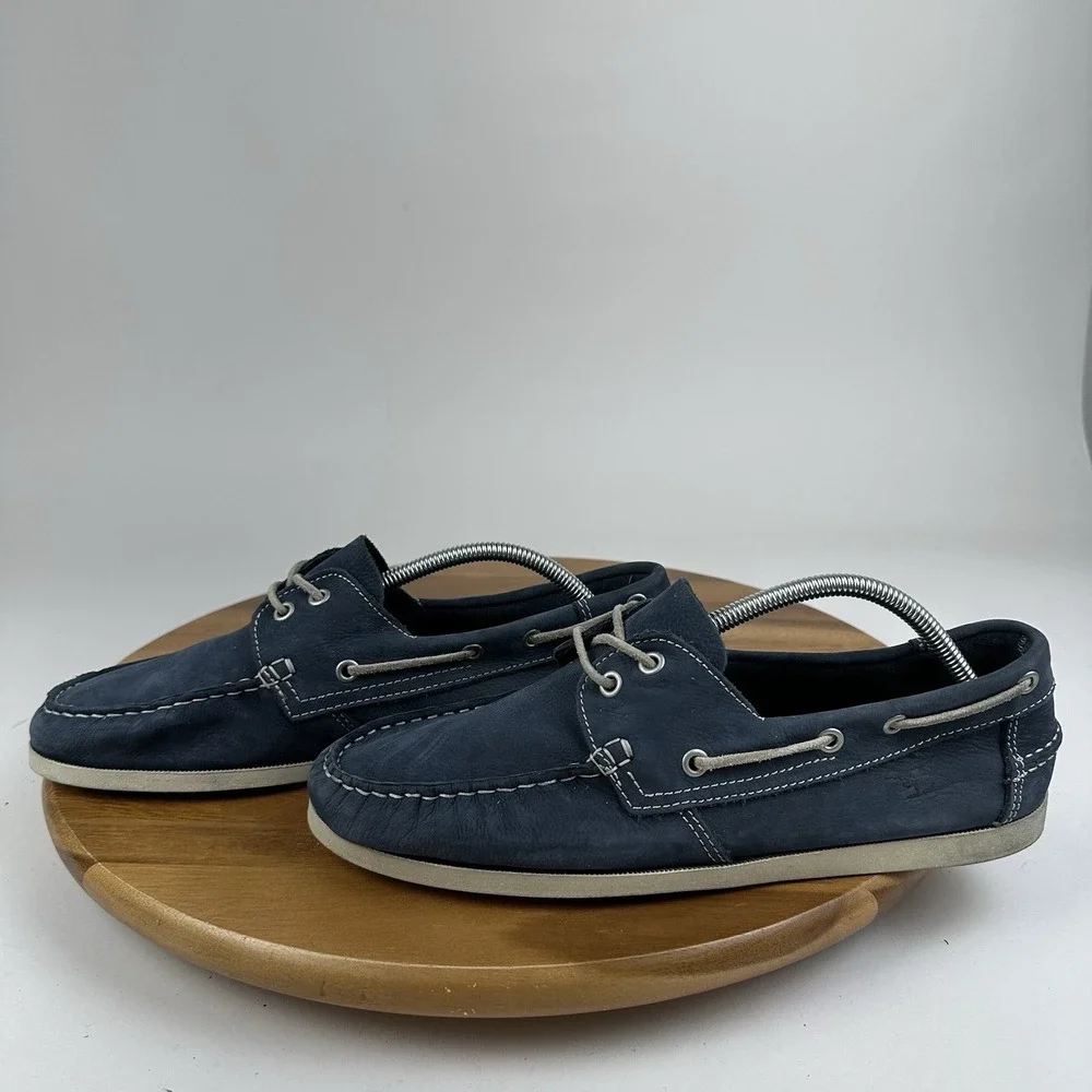 Mens Rodd & Gunn Viaduct Navy Blue Leather Casual Lace Up Boat Shoes Size EU 44